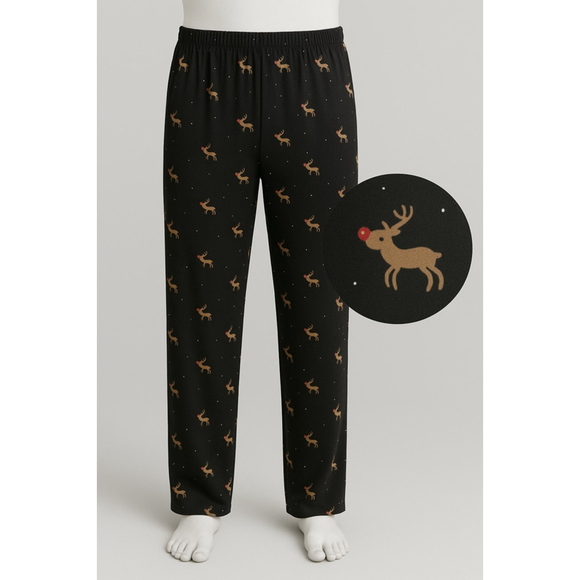 New Fox Club Women’s Reindeer Pajama Pants – Cozy Holiday Loungewear (Free Size) - Picture 1 of 6